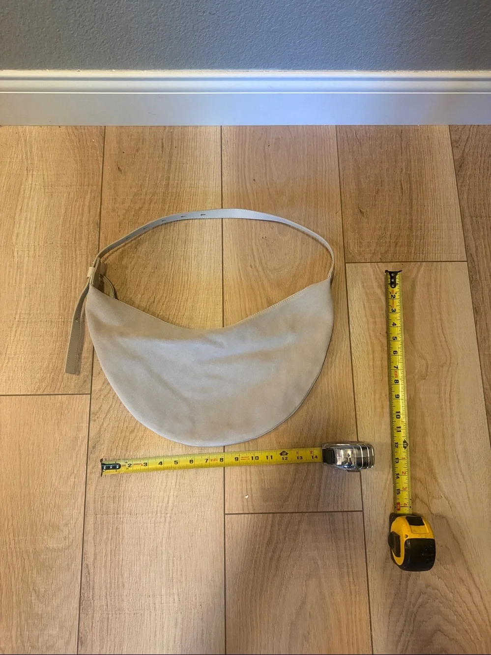 ✨ LOFT Cream Faux Suede Crescent Hobo Shoulder Bag | Minimalist Slouchy Purse